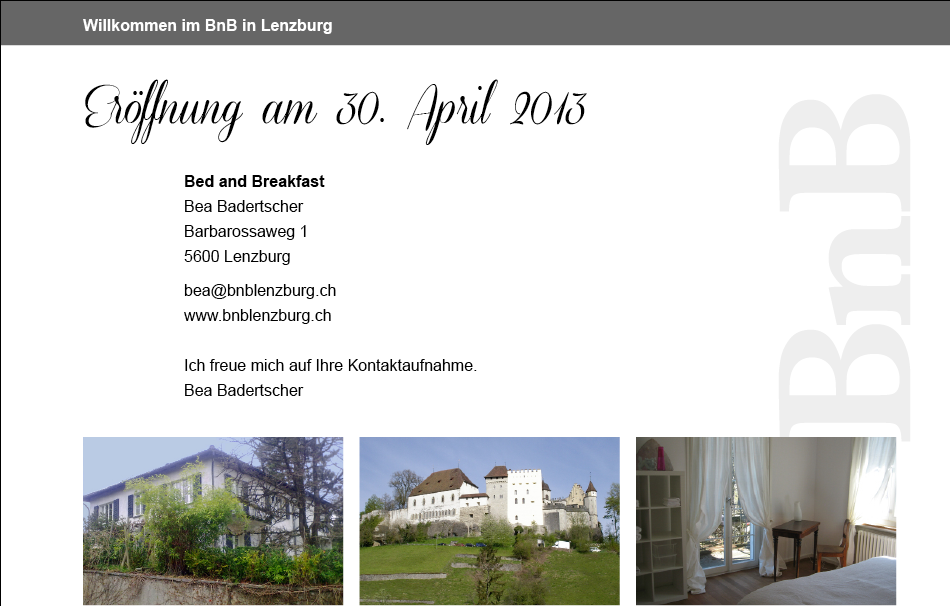 BnB Lenzburg | Bea Badertscher